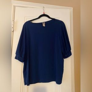 Navy puff sleeve shirt